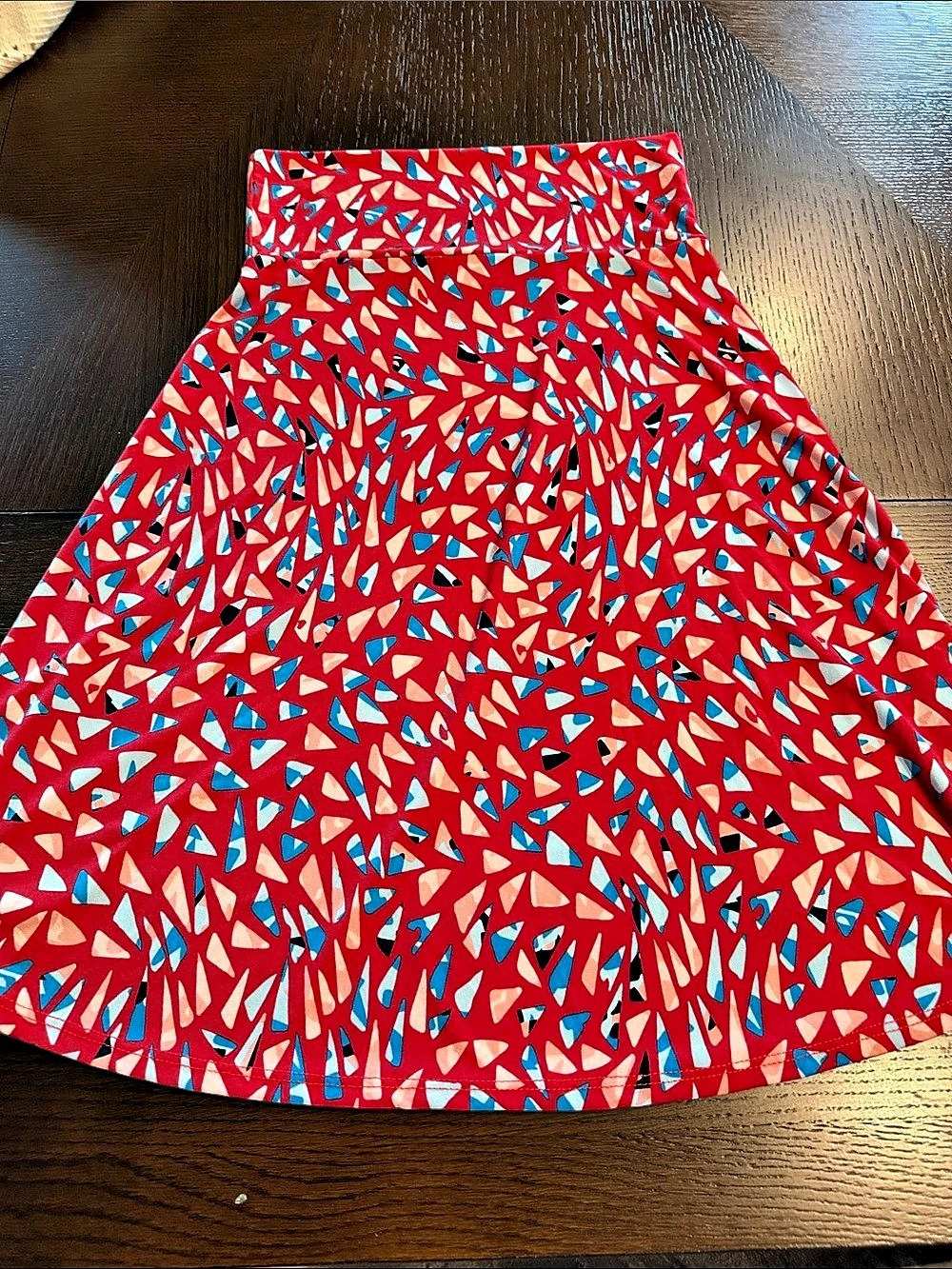 Lularoe Azure Skirt Abstract A-Line Red & Blue Small